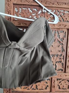Zara Olive Brown Crew Neck Top